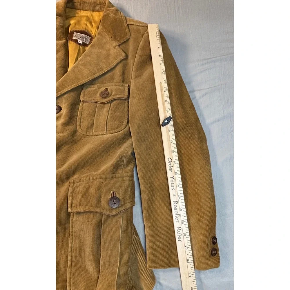 Vintage 70s cortefiel corduroy jacket men's 41 medium tan safari